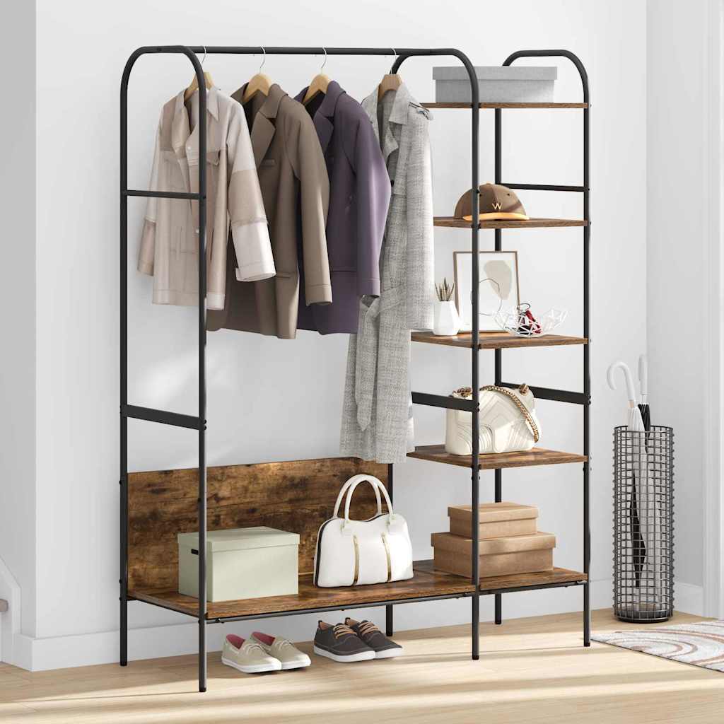 Clothes Rack Brown Oak 120 x 44 x 160 cm Engineered Wood