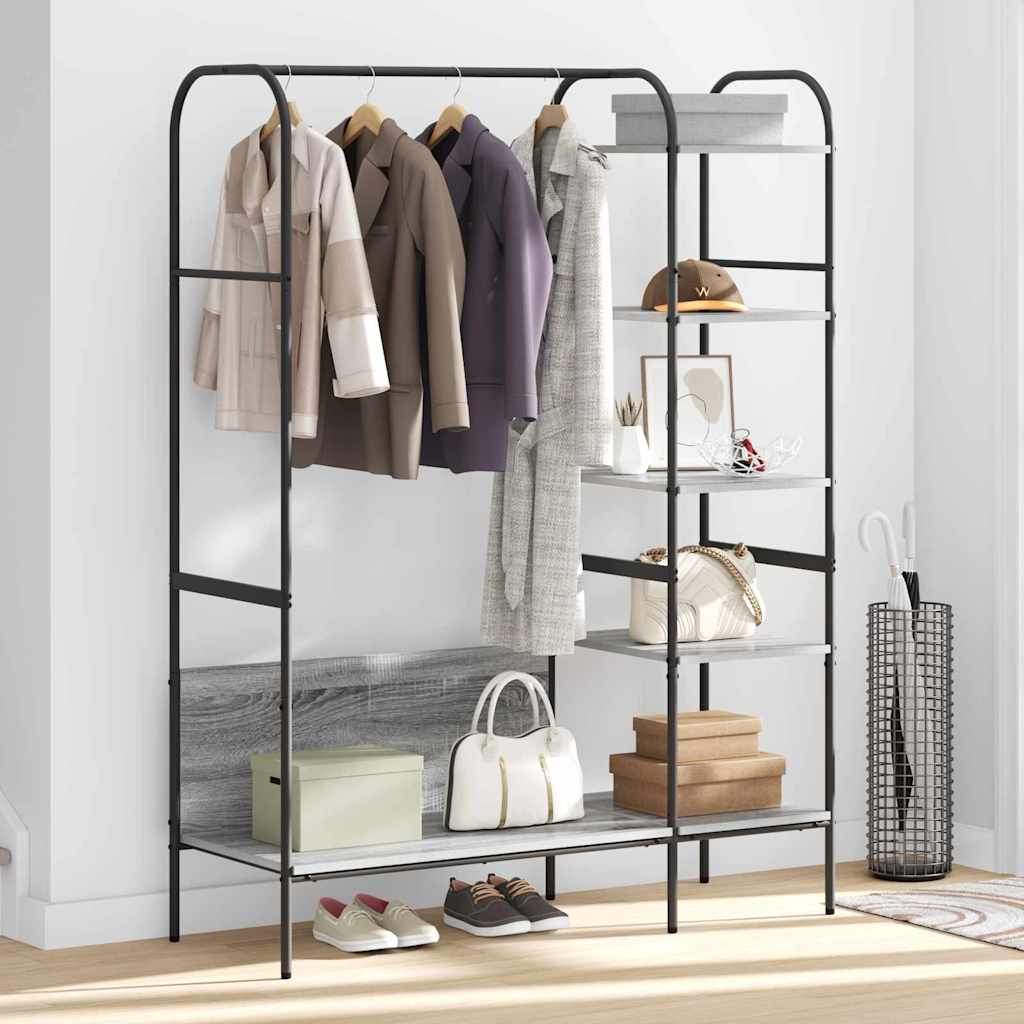 Clothes Rack with Shelf Grey 120 x 44 x 160 cm Engineered Wood