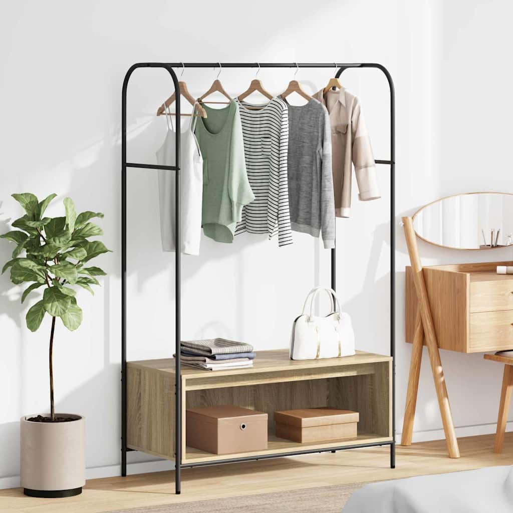 Clothes Rack Brown Oak 100 x 44 x 160 cm Engineered Wood