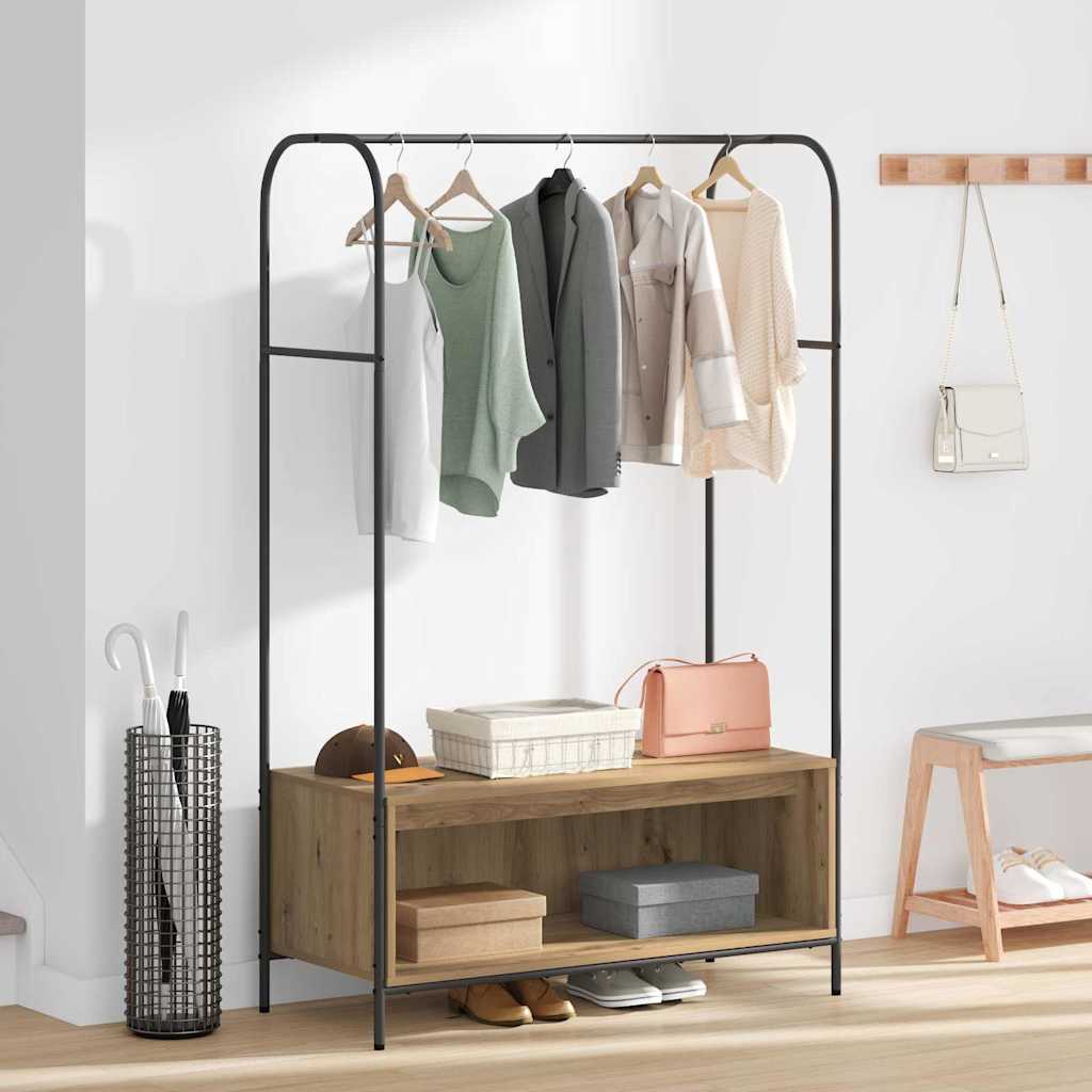 Clothes Rack Brown Oak 100 x 44 x 160 cm Engineered Wood