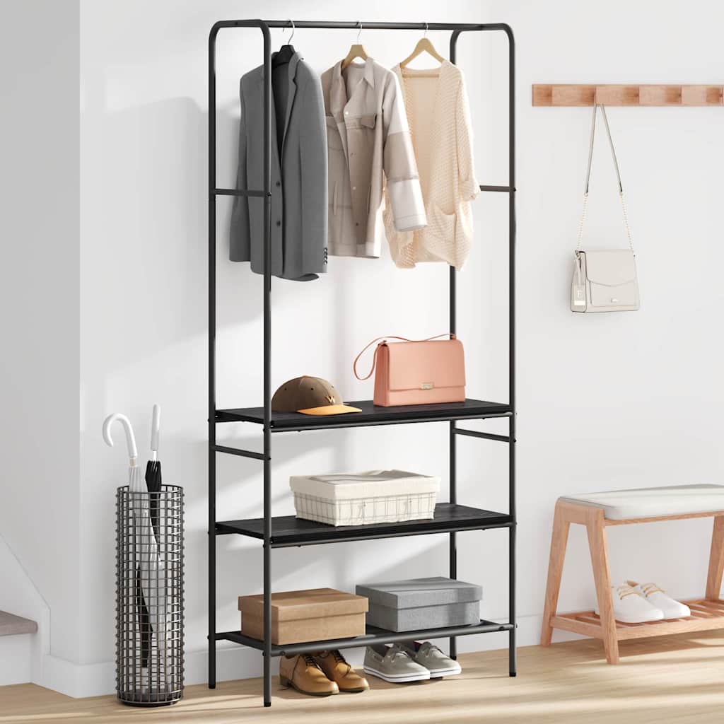 Clothes Rack Black Oak 77 x 30 x 171 cm Engineered Wood