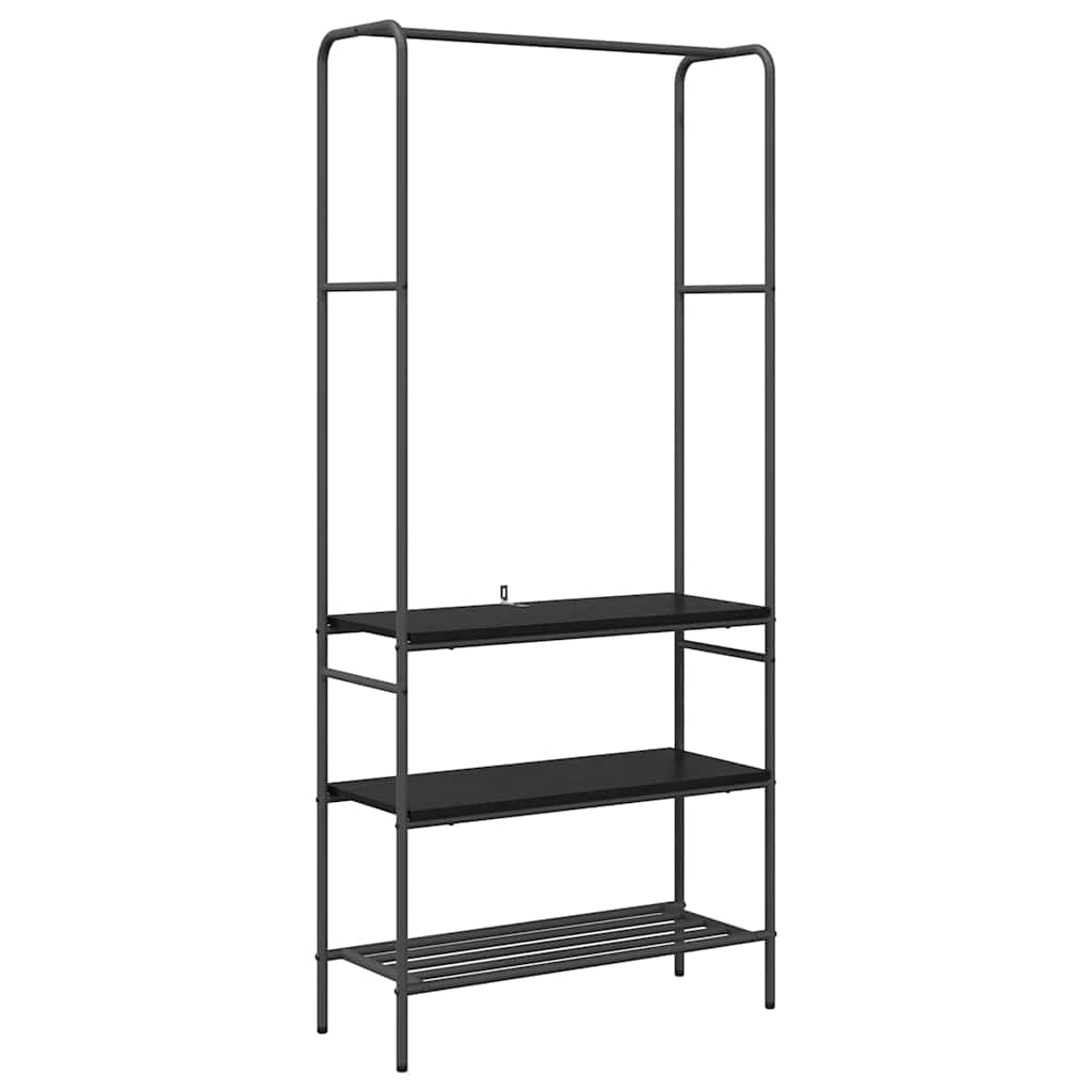 Clothes Rack Black Oak 77 x 30 x 171 cm Engineered Wood