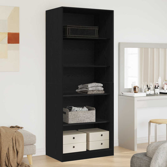 Wardrobe with Shelf Black Oak 80 x 50 x 200 cm Engineered Wood