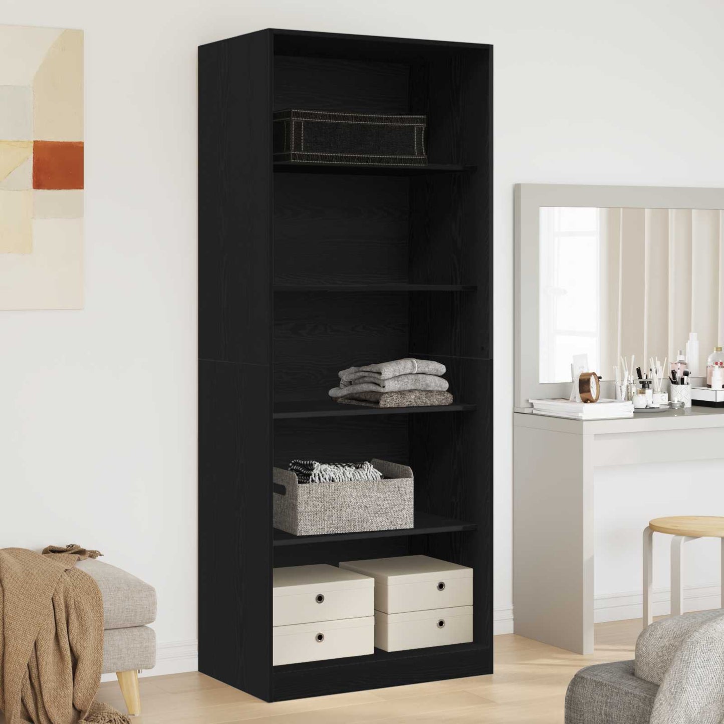 Wardrobe Black Oak 80 x 50 x 200 cm Engineered Wood
