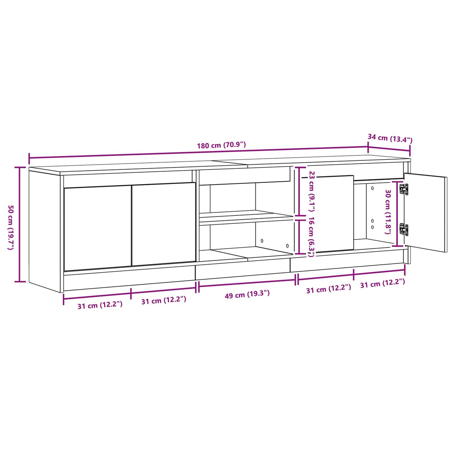 TV Units 2 pcs Brown 180 x 34 x 50 cm Engineered wood