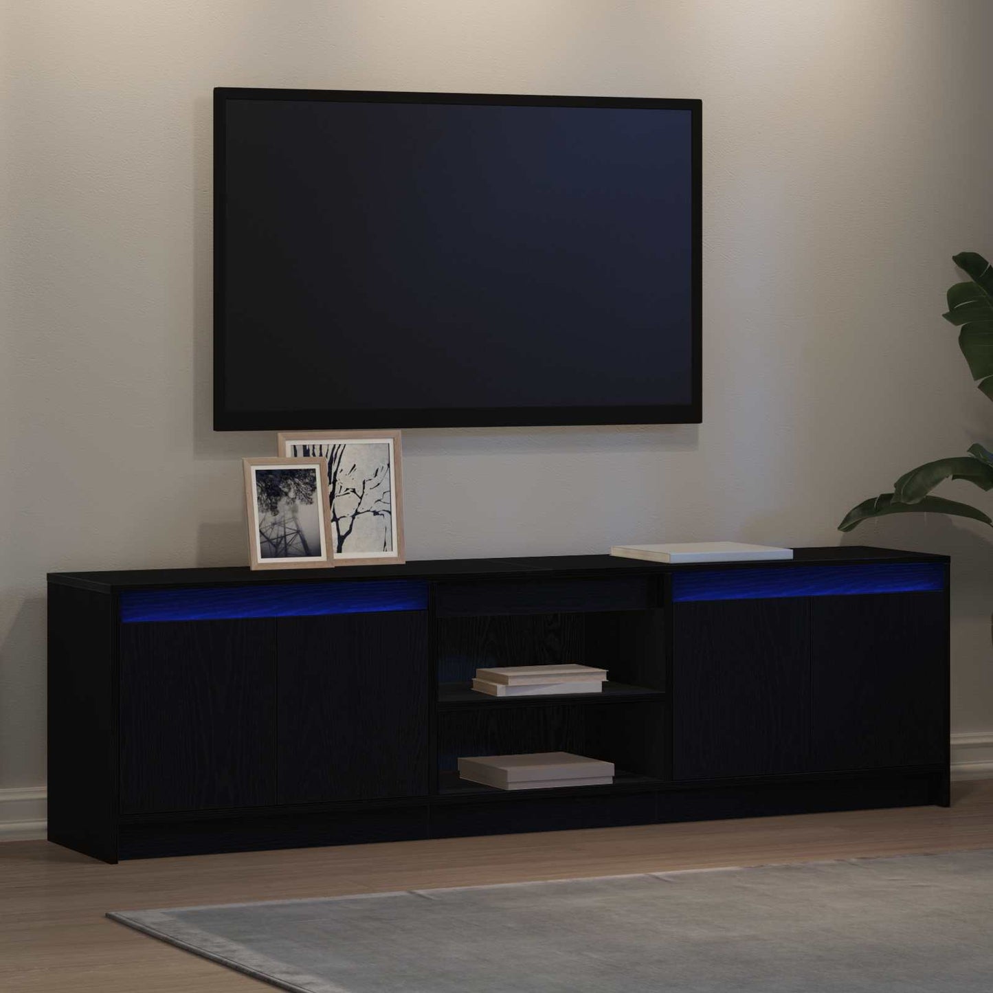 TV Units 2 pcs Black 180 x 34 x 50 cm Engineered wood