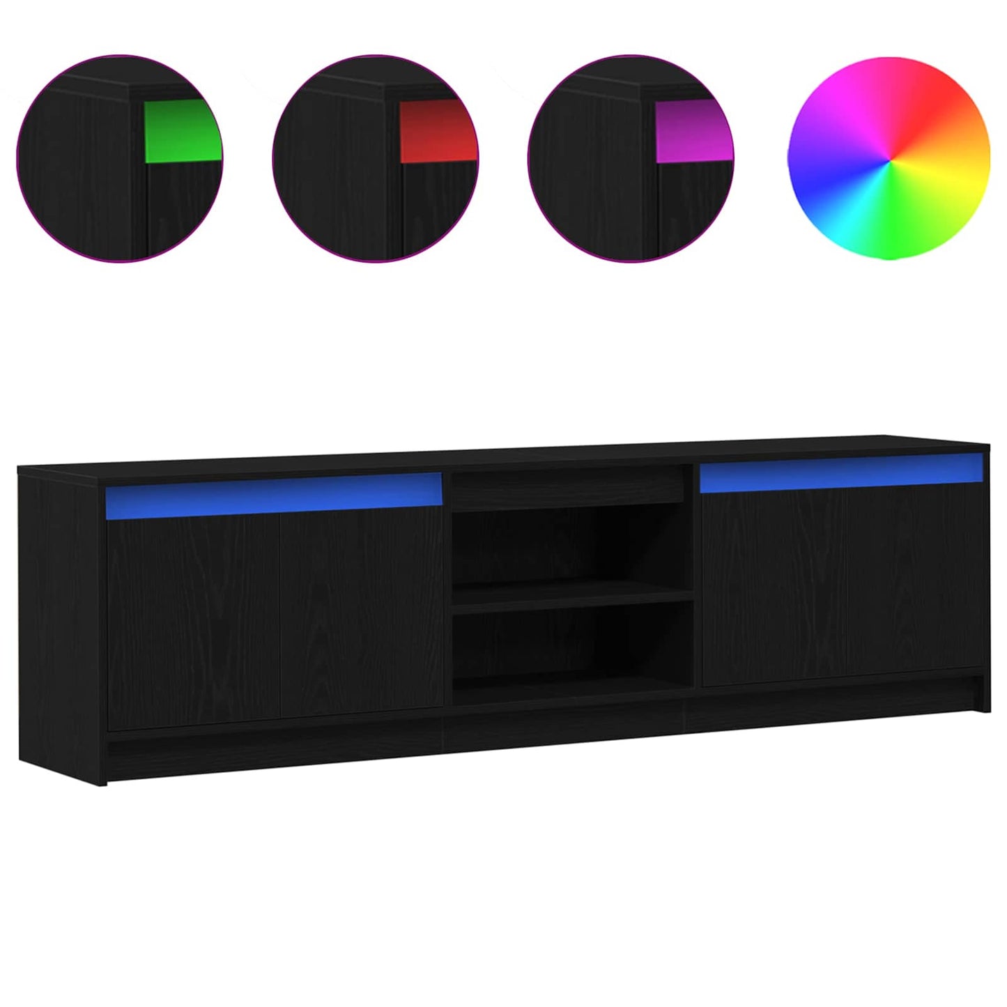 TV Units 2 pcs Black 180 x 34 x 50 cm Engineered wood