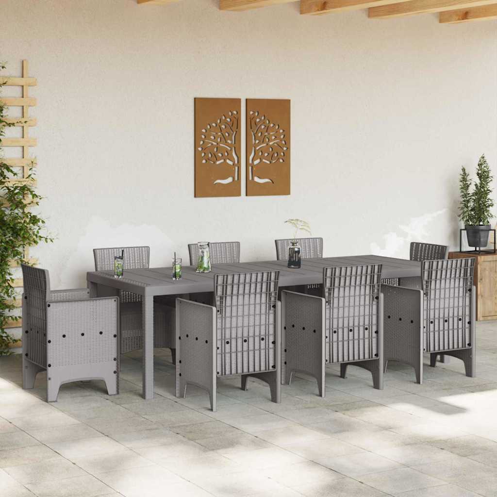 Garden Table Light Grey 250 x 100 x 73 cm Poly Rattan