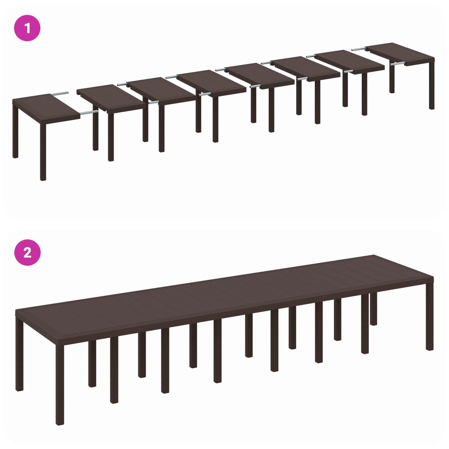 Garden Table Brown 400 x 100 x 73 cm Poly Rattan