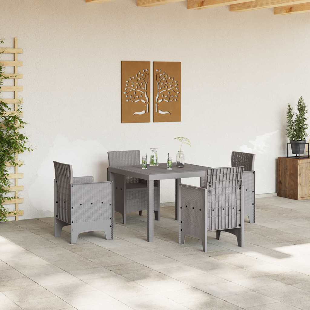 Garden Dining Set 5 pcs Light Grey Polypropylene