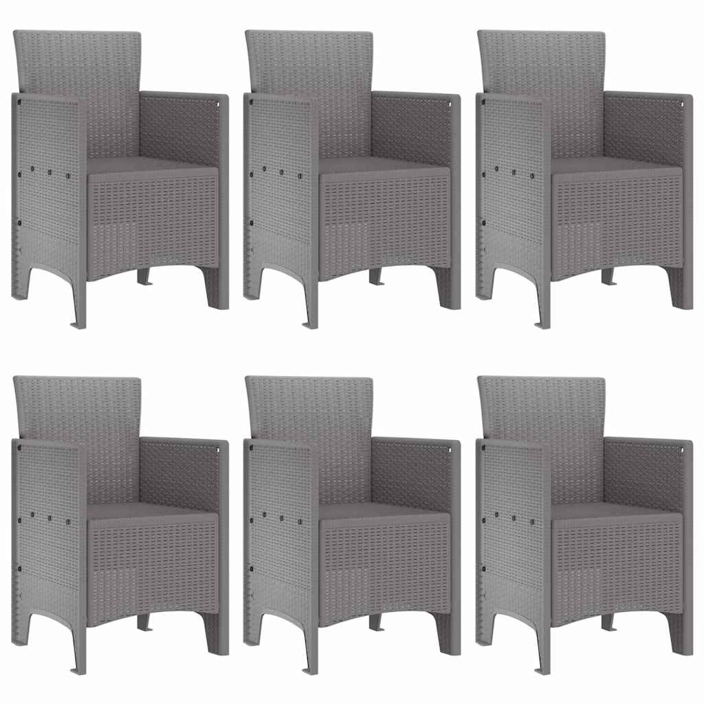 Garden Dining Set 7 pcs Light Grey Polt rattan