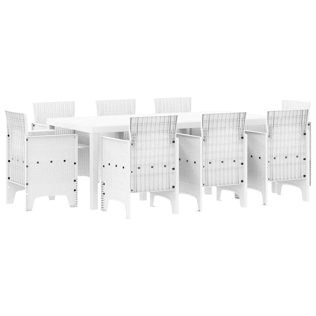 Garden Dining Set 9 pcs White Polypropylene