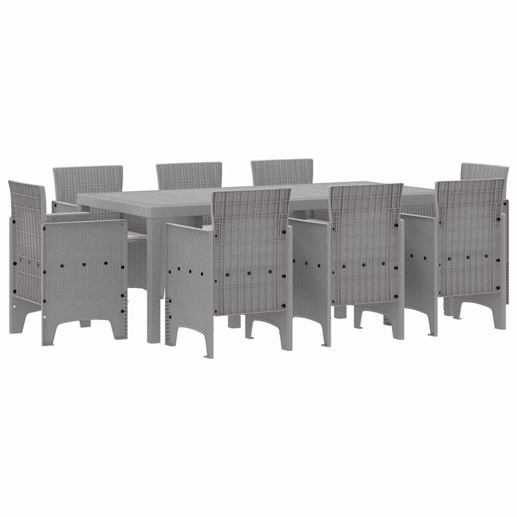 Garden Dining Set 9 pcs Light Grey Polypropylene