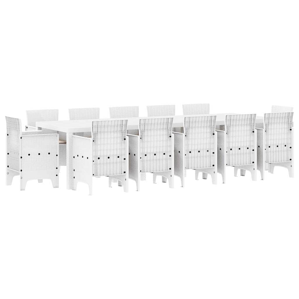 Garden Dining Set 13 pcs White and Light grey