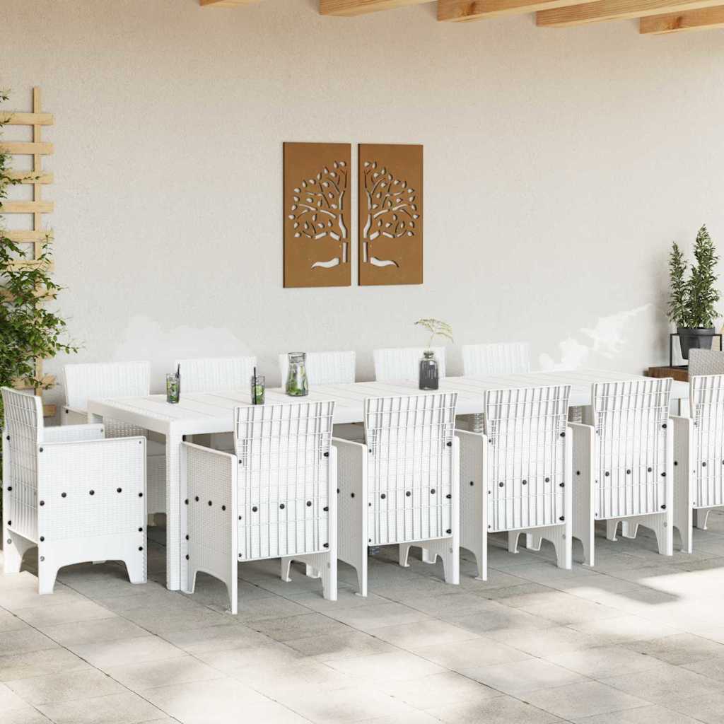Garden Dining Set 13 pcs White and Light grey