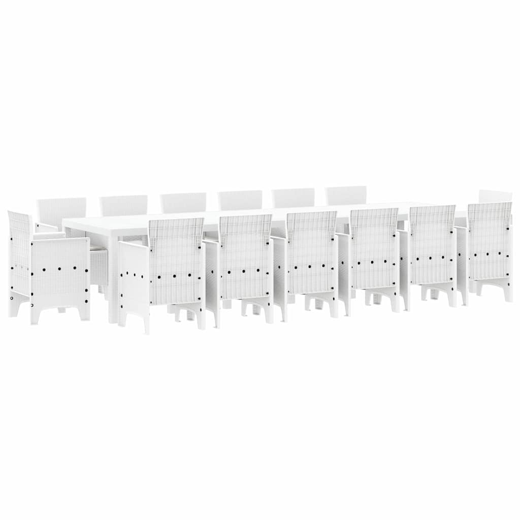 Garden Dining Set 15 pcs White Polt rattan