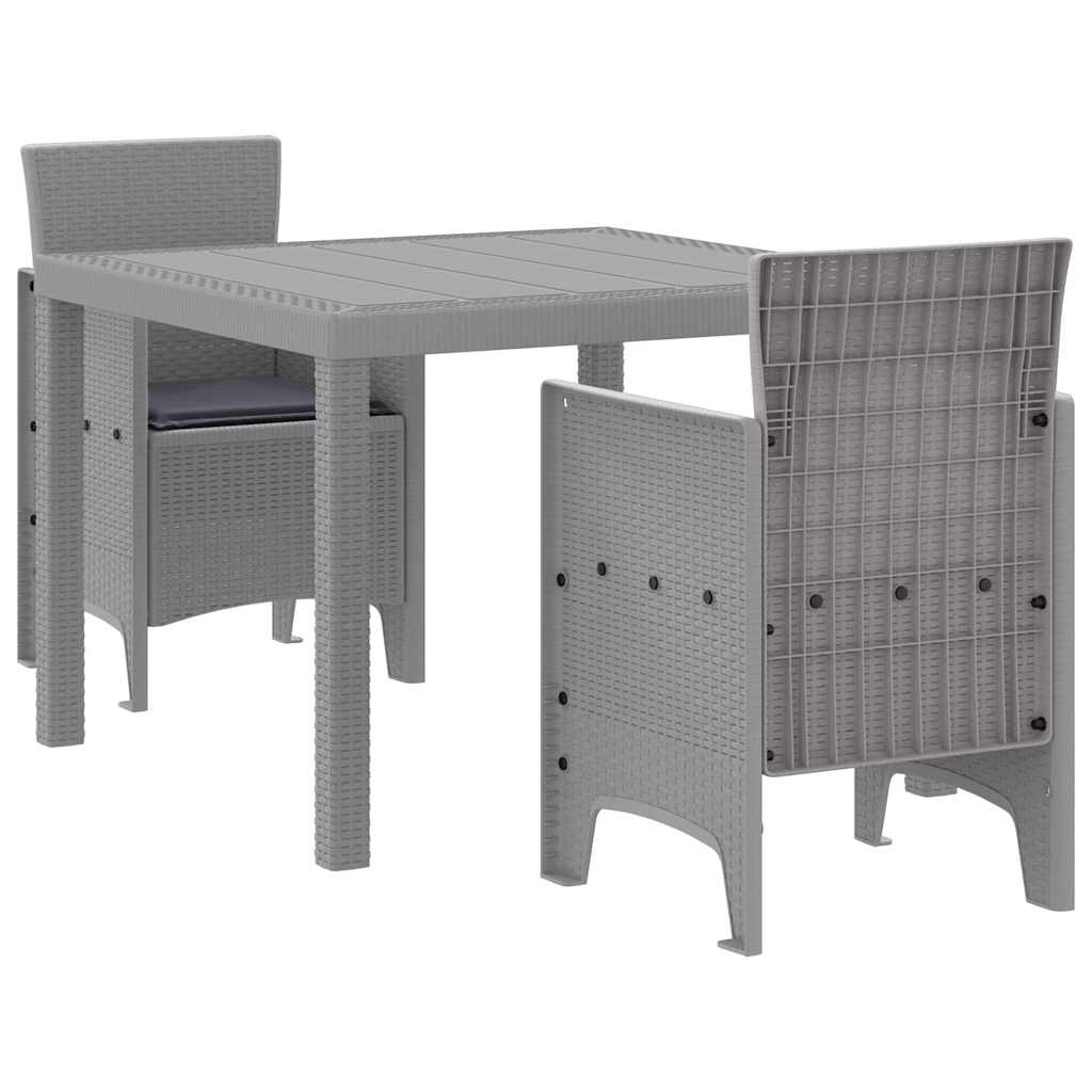 Garden Dining Set 3 pcs Light Grey Polypropylene