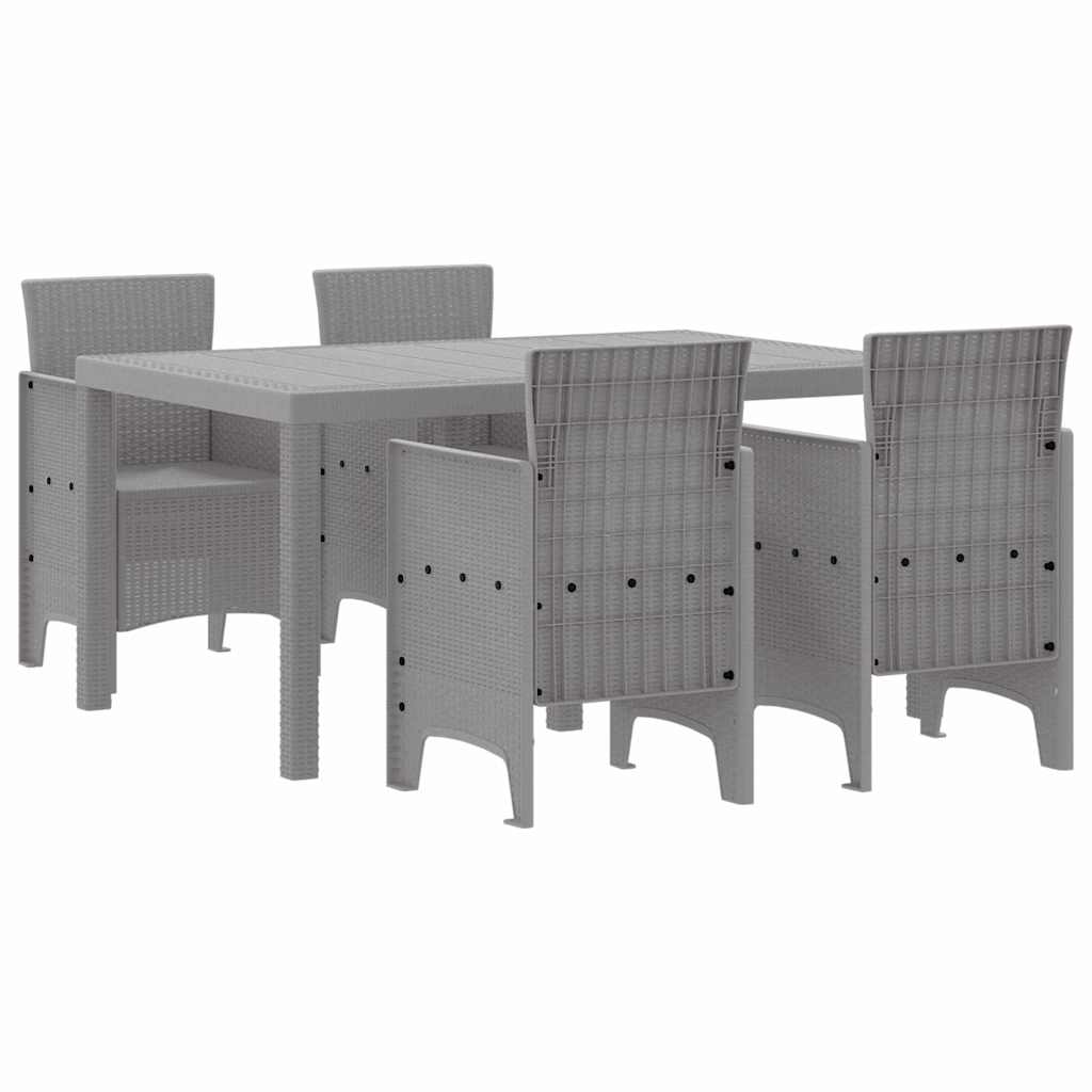 Garden Dining Set 5 pcs Light Grey Polt rattan