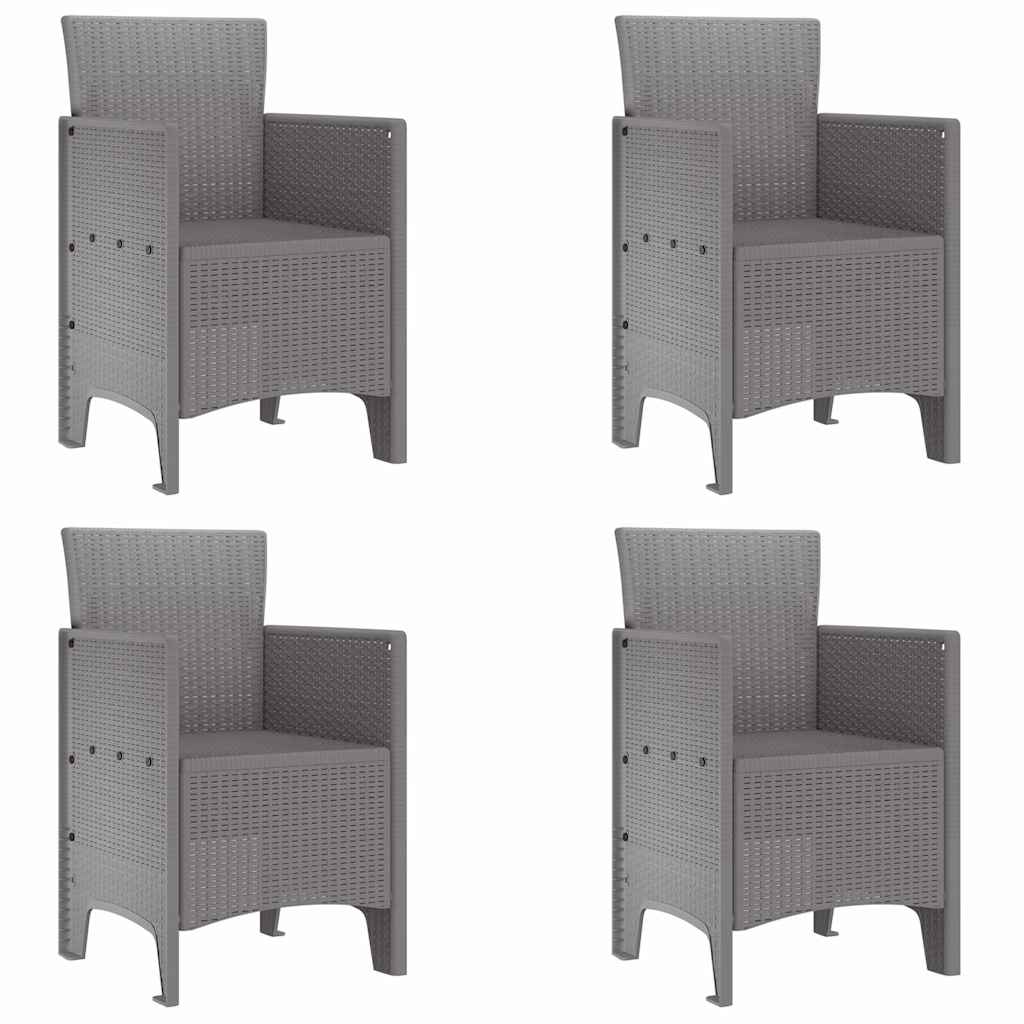 Garden Dining Set 5 pcs Light Grey Polt rattan