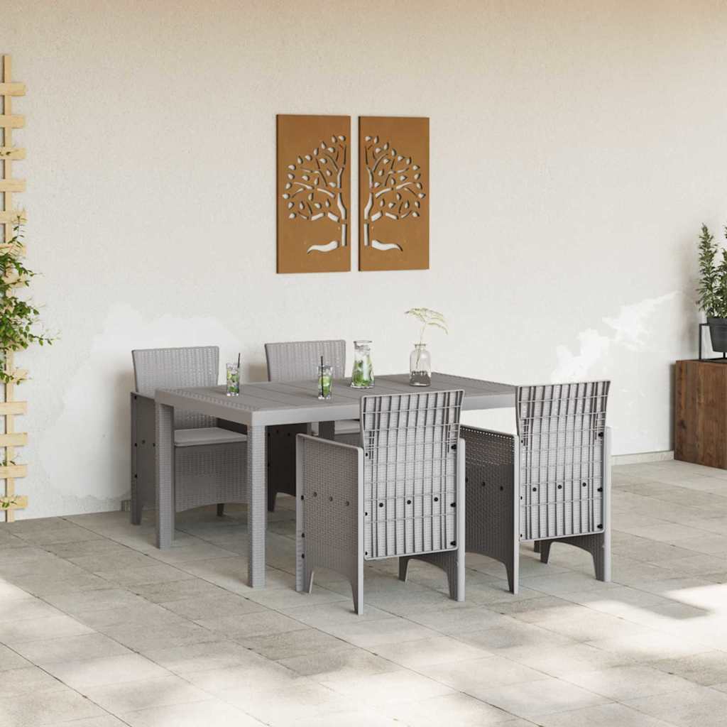 Garden Dining Set 5 pcs Light Grey Polt rattan