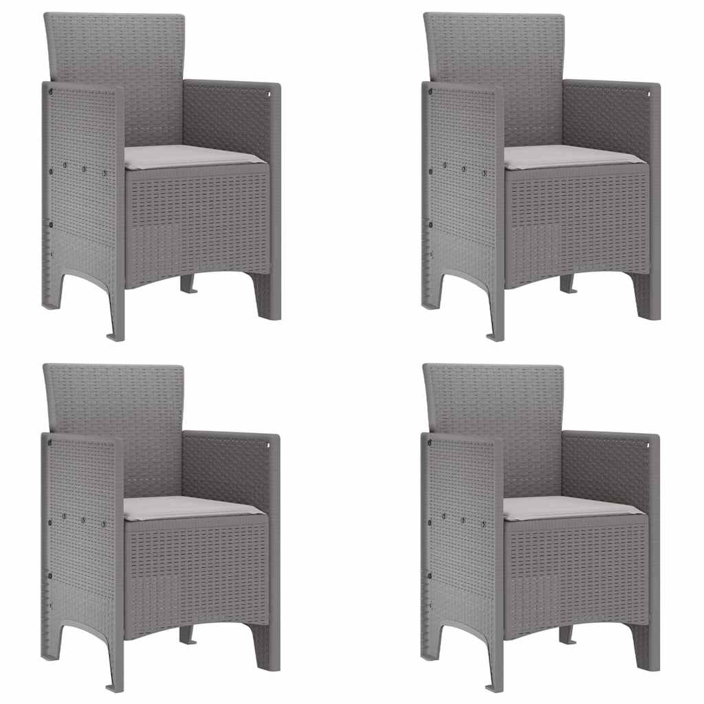 Garden Dining Set 5 pcs Light Grey Polt rattan