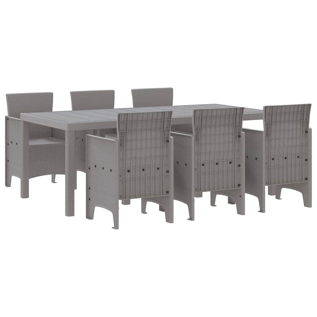 Garden Dining Set 7 pcs Light Grey Polypropylene