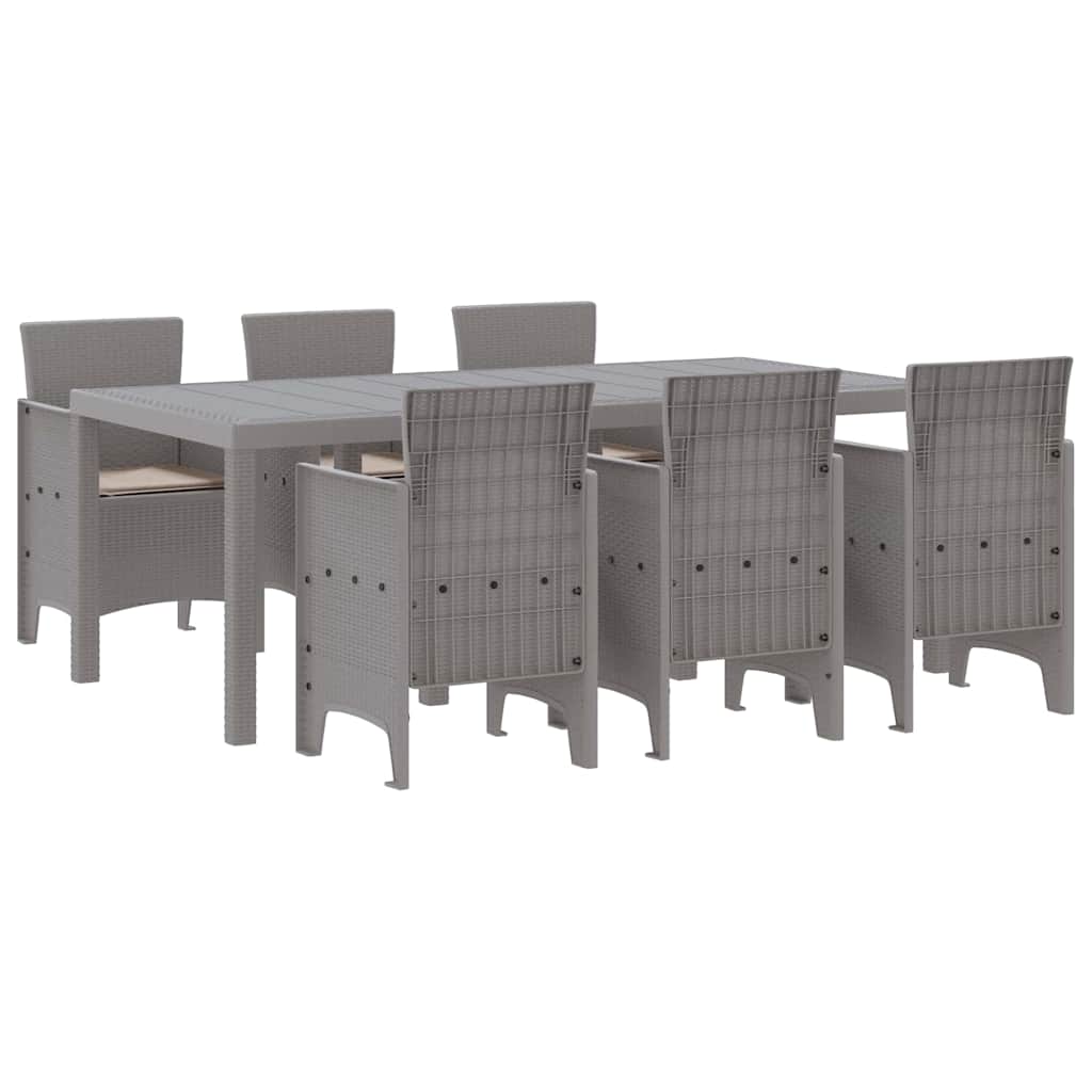 Garden Dining Set 7 pcs Light Grey Polypropylene