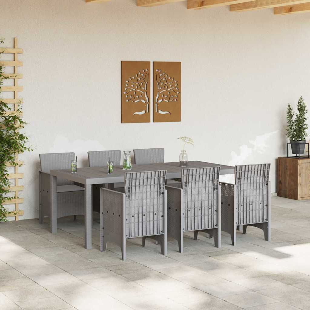 Garden Dining Set 7 pcs Light Grey Polypropylene