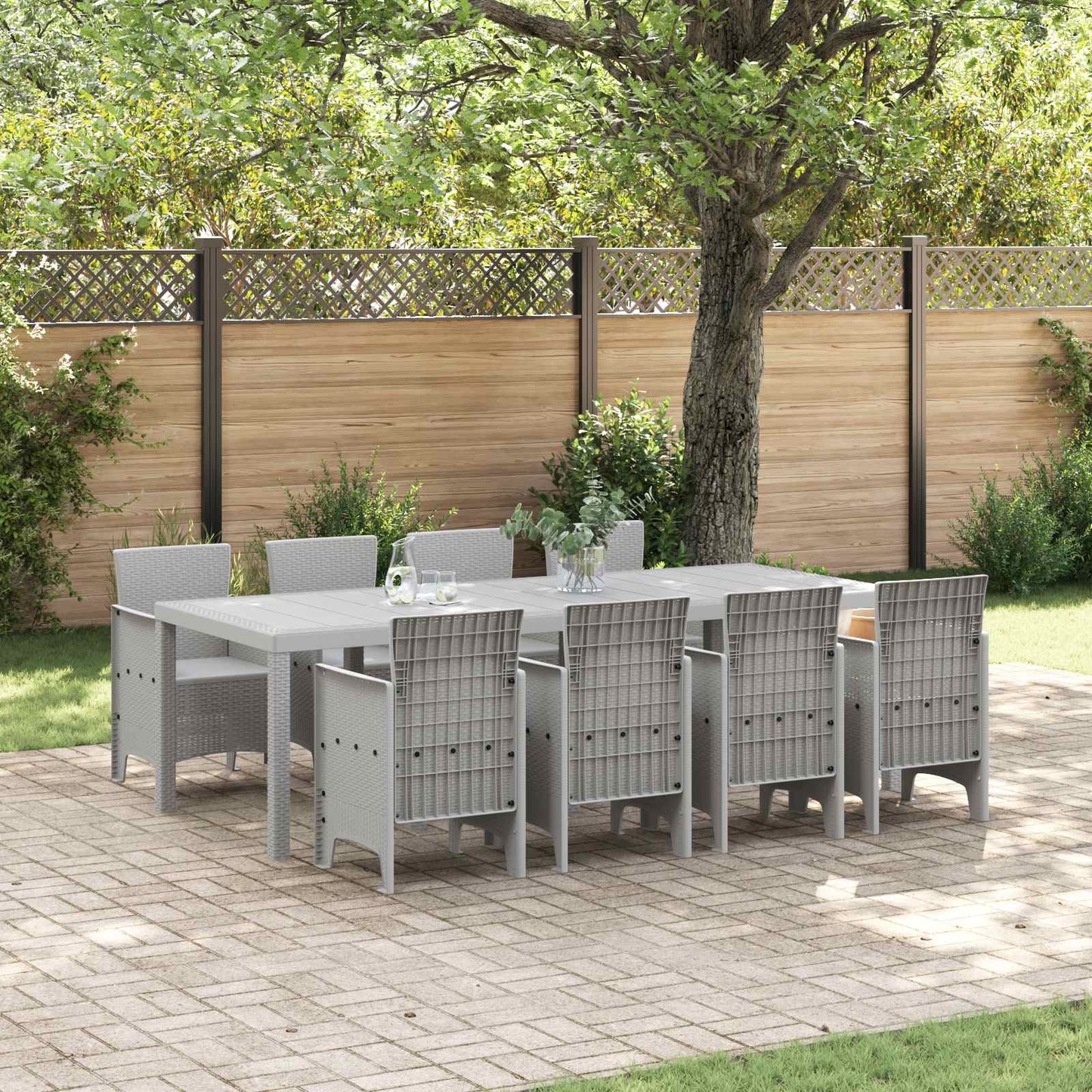 Garden Dining Set 9 pcs White Polypropylene