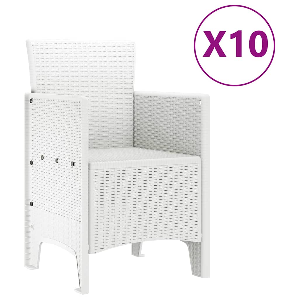 Garden Dining Set 11 pcs White Rattan and Steel