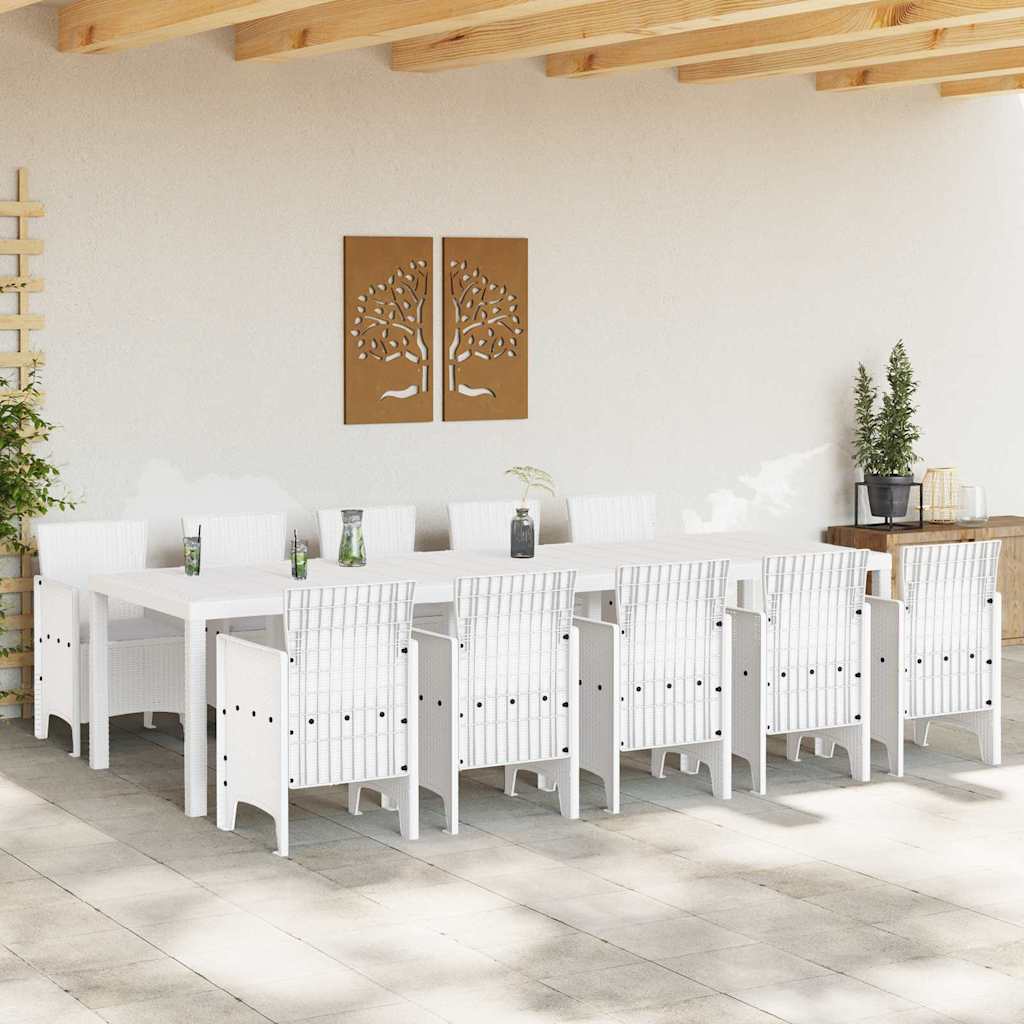 Garden Dining Set 11 pcs White and Light grey