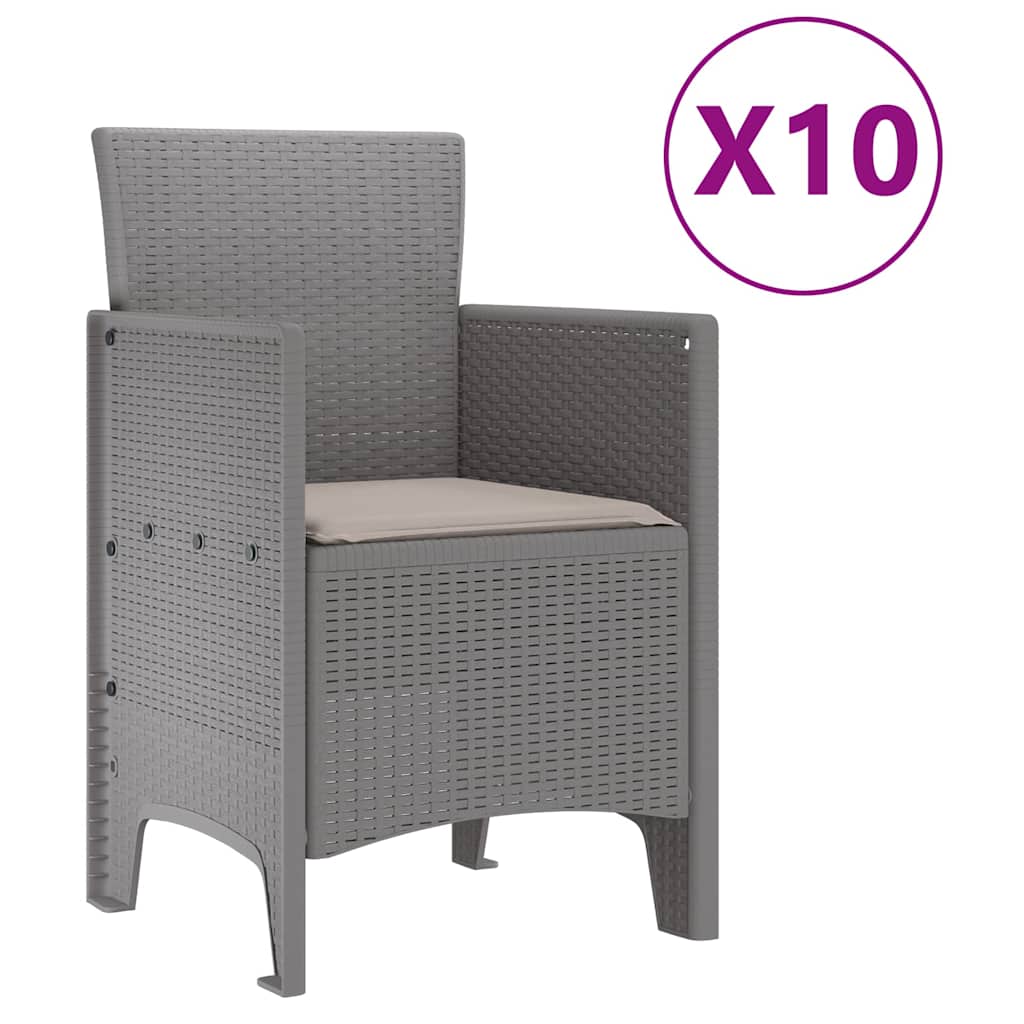 Garden Dining Set 11 pcs Light grey Poly rattan