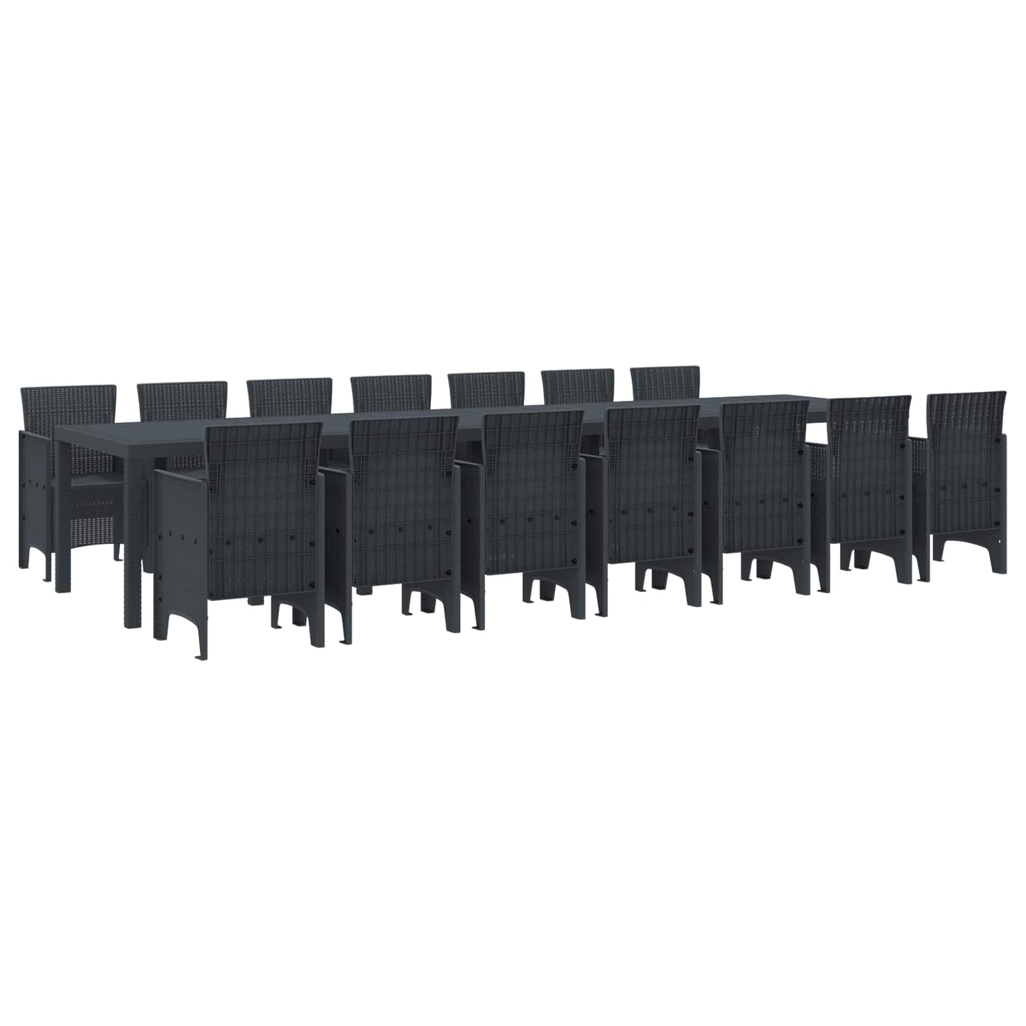 Garden Dining Set with Cushions 15 pcs Anthracite PP