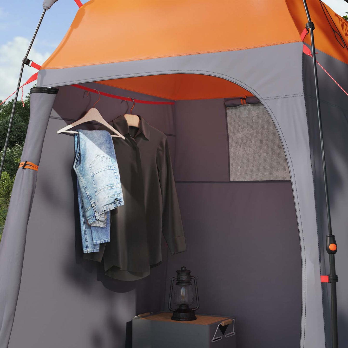 Instant Tent 2-Person Quick-Release with Roof Grey and Orange