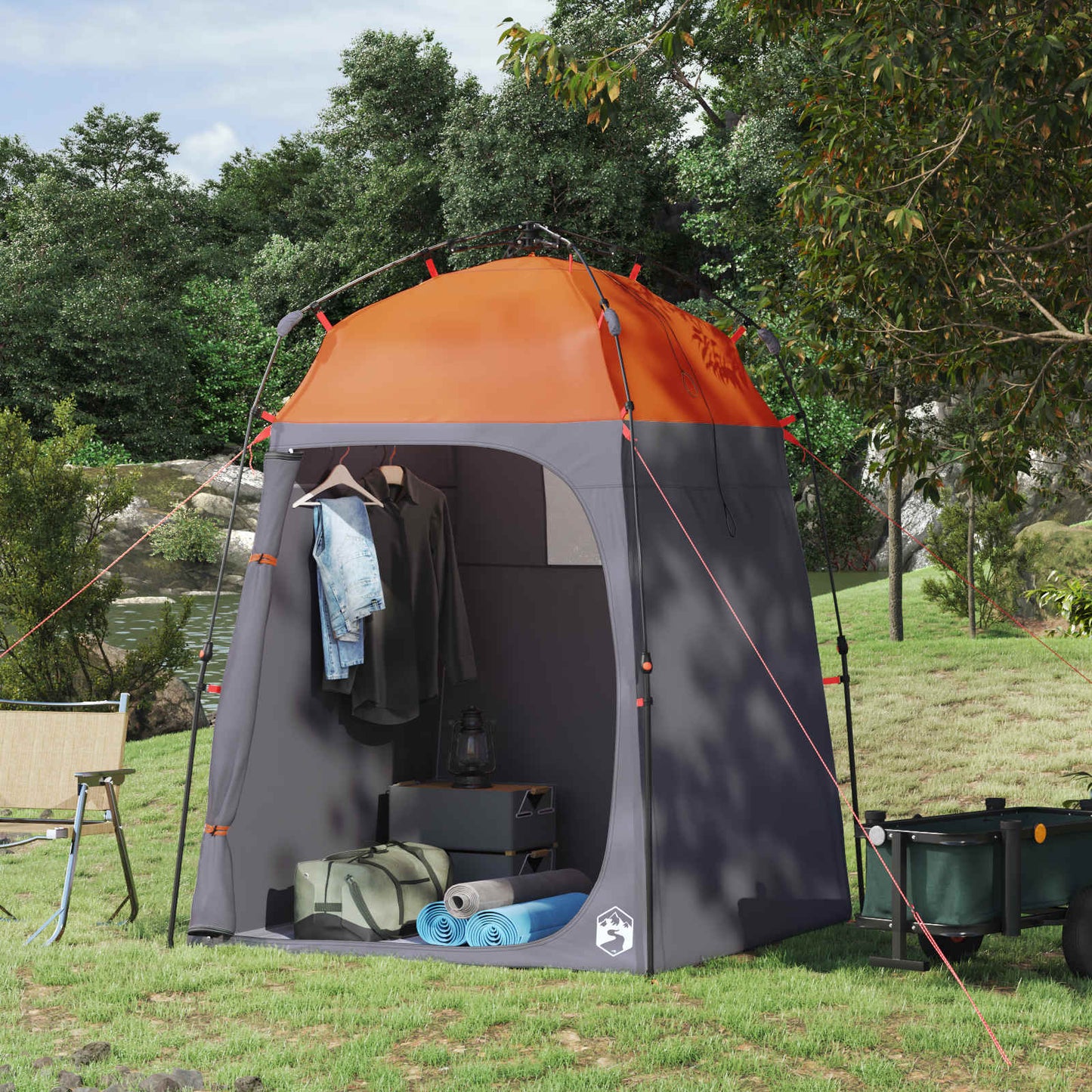 Instant Tent 2-Person Quick-Release with Roof Grey and Orange