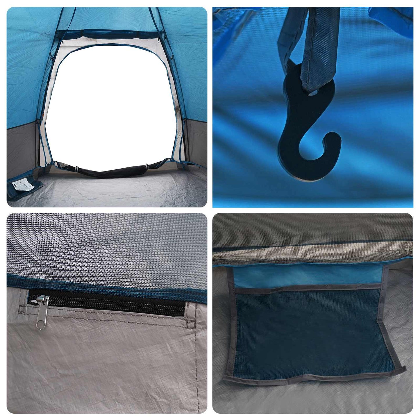 Instant Tent with Rainfly 4-Person Quick-Release with Roof Blue