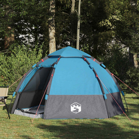 Instant Tent with Rainfly 4-Person Quick-Release with Roof Blue
