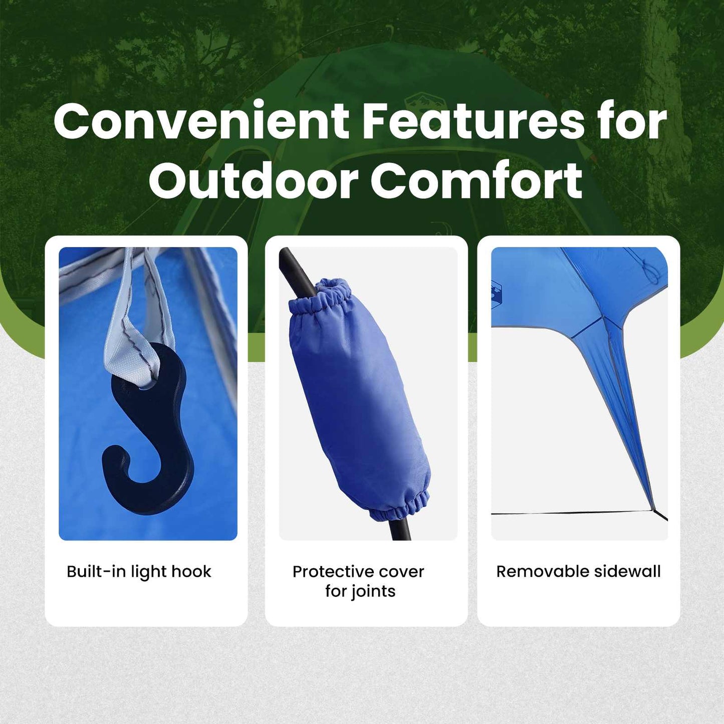 Instant Tent 4-Person Quick-Release Azure Blue 185T Polyester