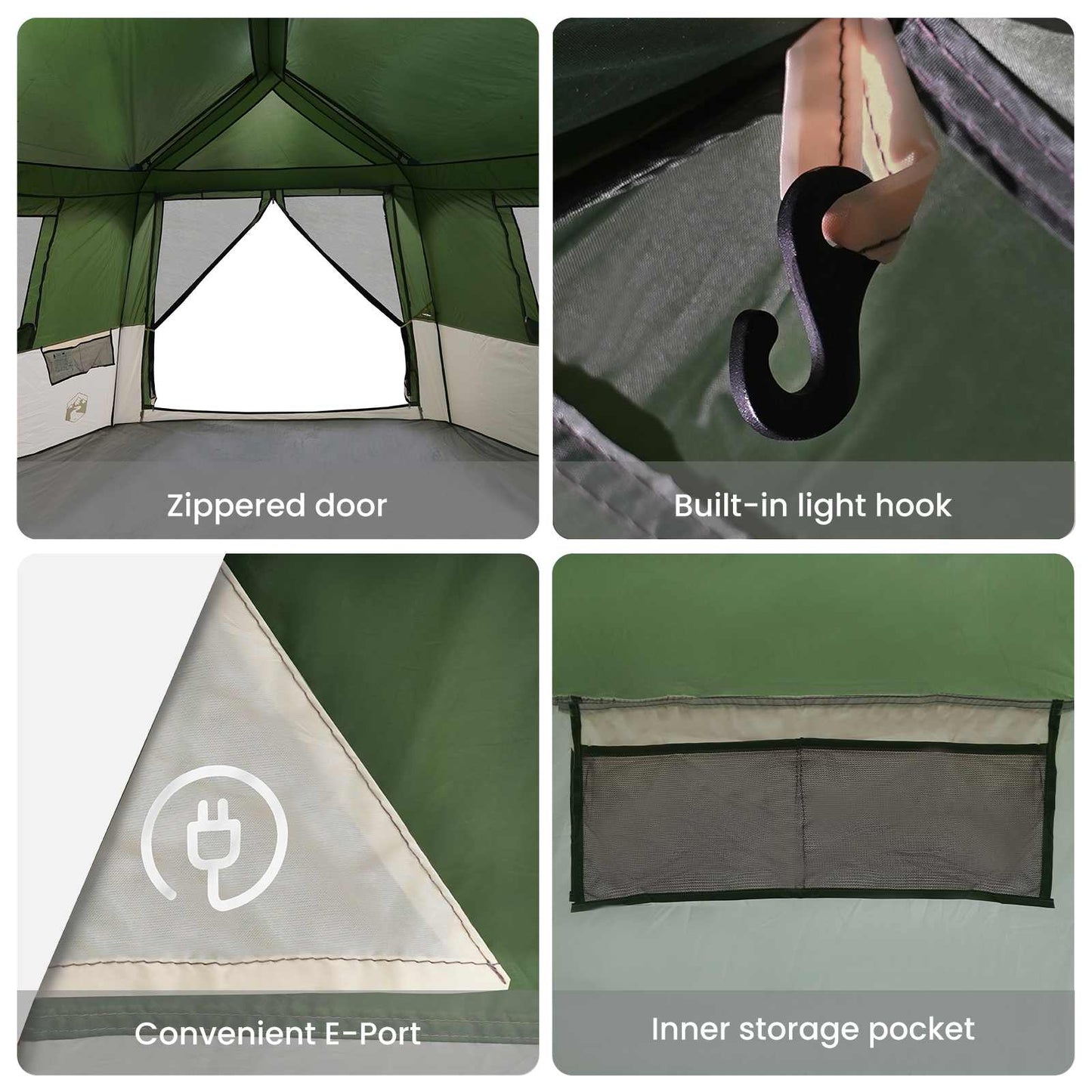Instant Tent with Rainfly 12-Person Quick-Release Green