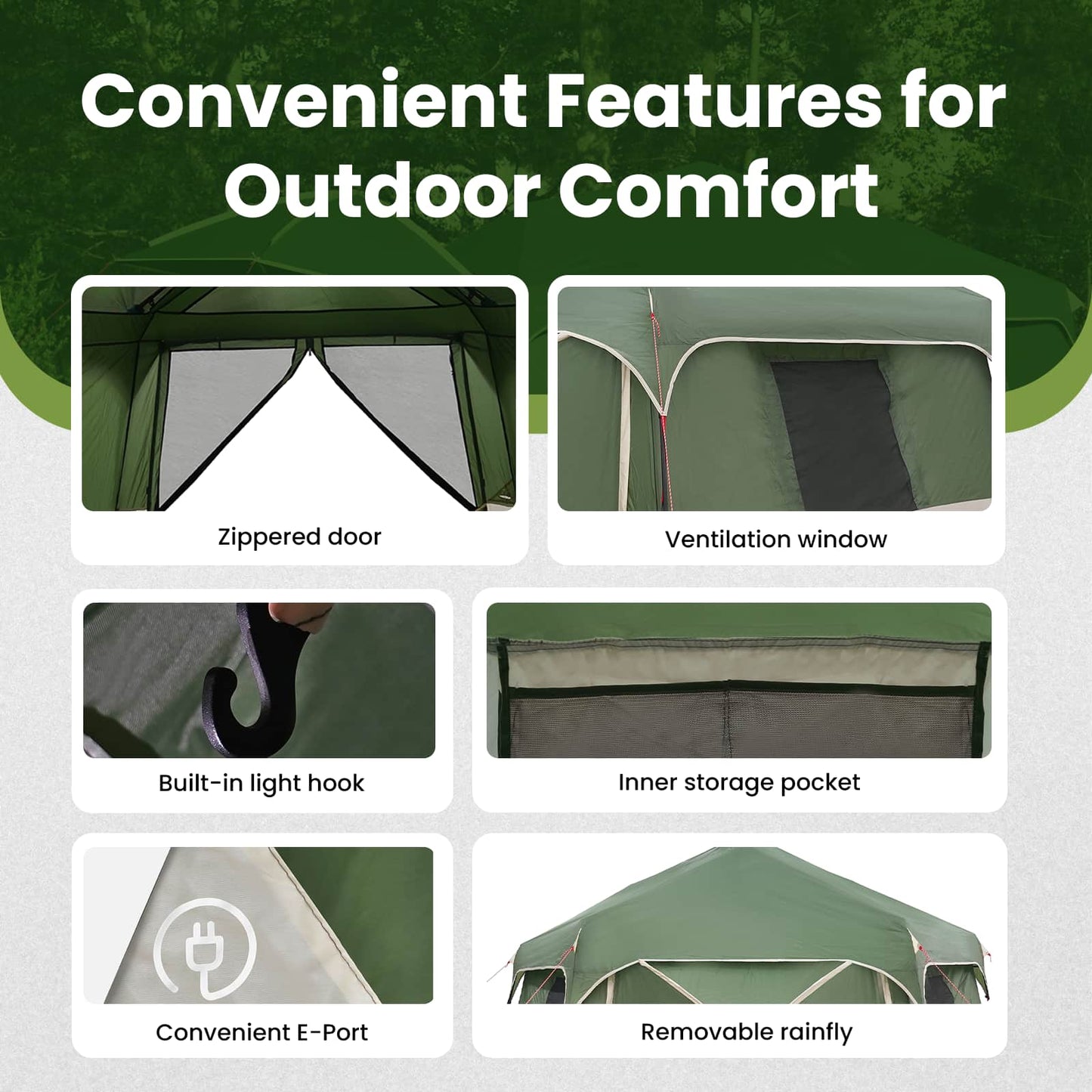 Instant Tent with Rainfly 12-Person Quick-Release Green