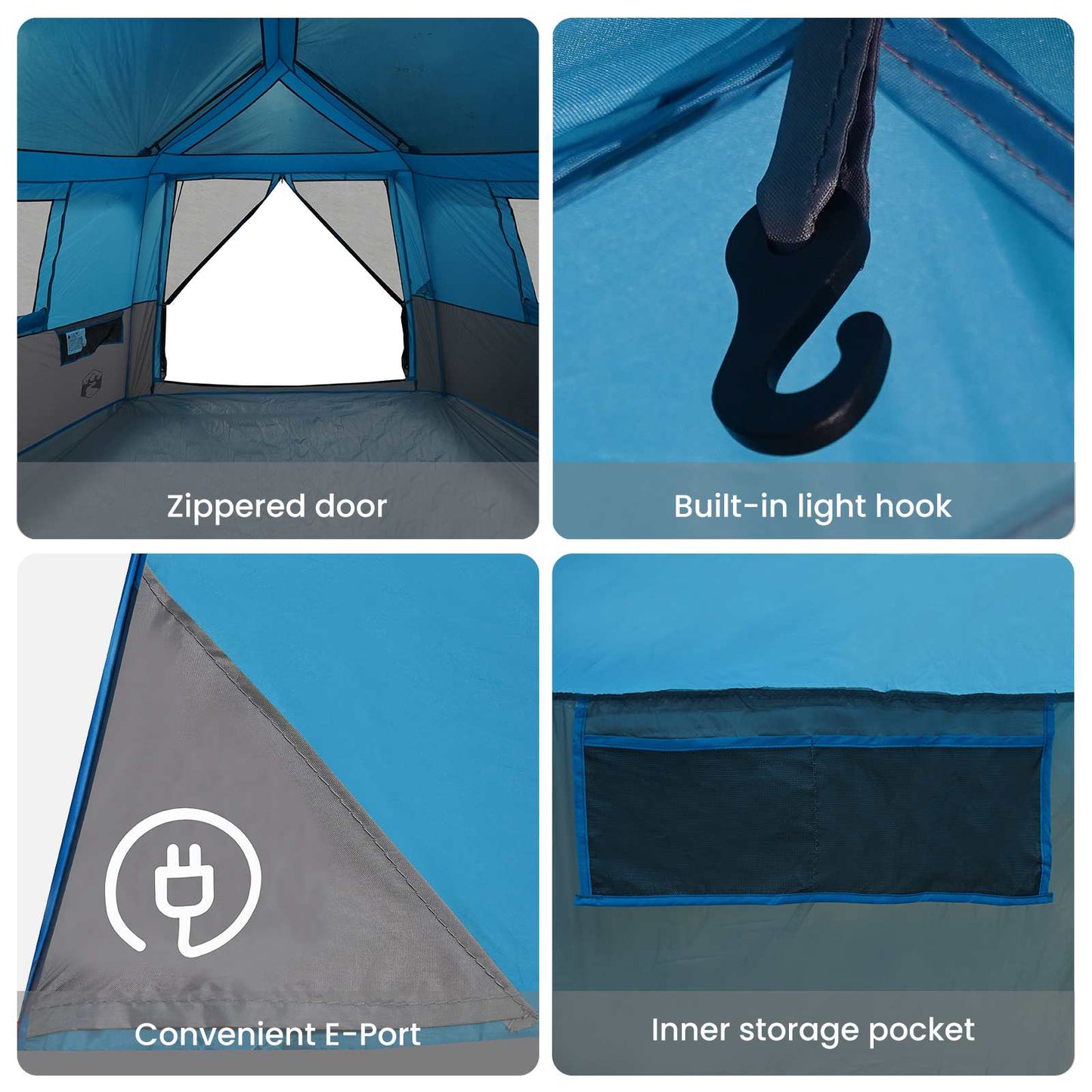 Instant Tent with Rainfly 12-Person Quick-Release Blue