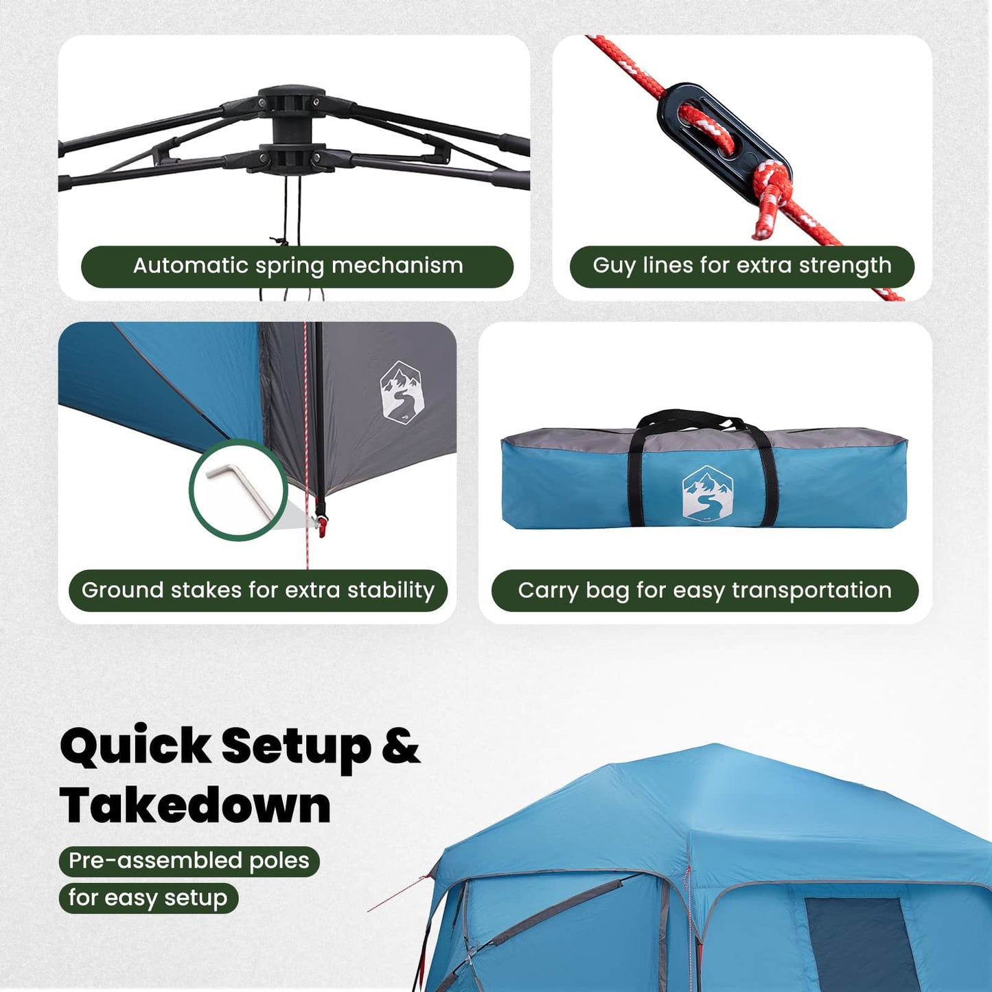 Instant Tent with Rainfly 12-Person Quick-Release Blue