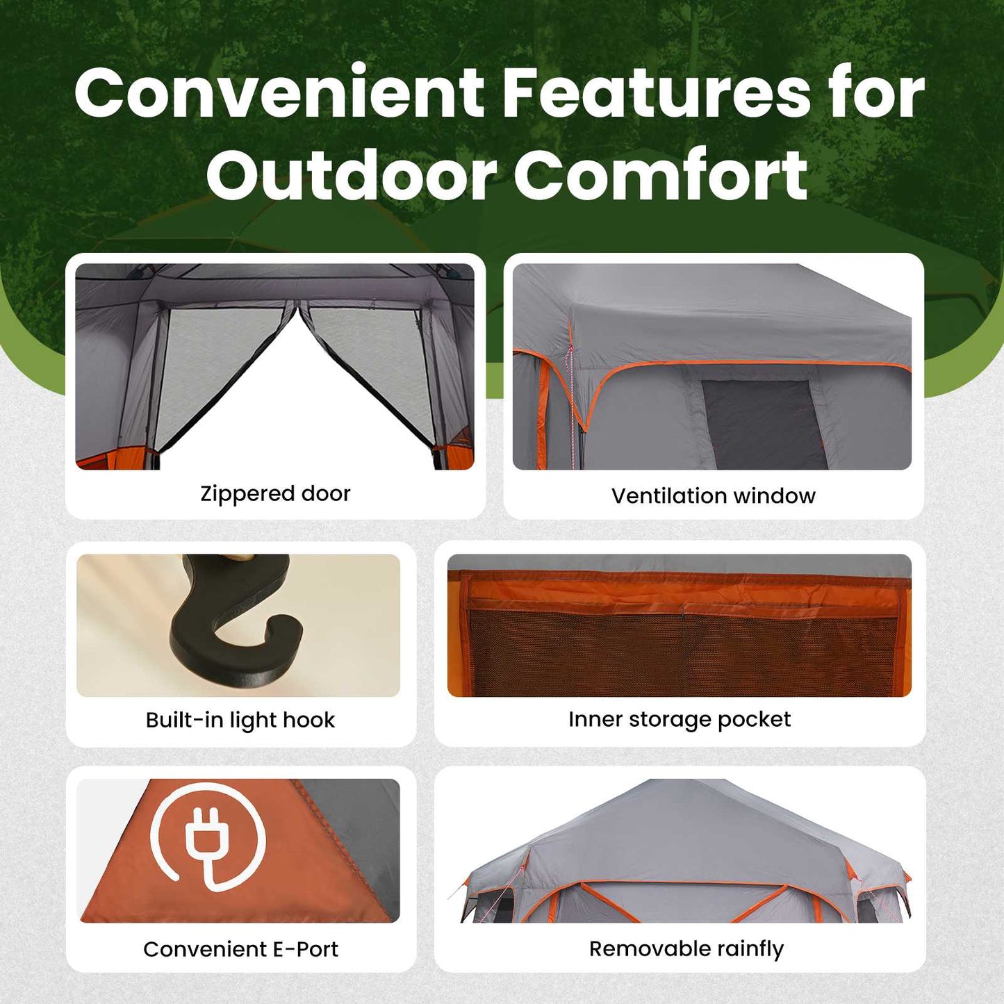 Instant Tent with Rainfly 12-Person Quick-Release with Roof