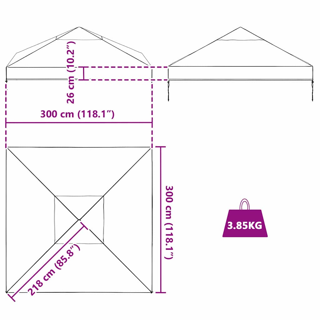 Gazebo Cover Replacement Transparent 300 x 300 x 26 cm PVC