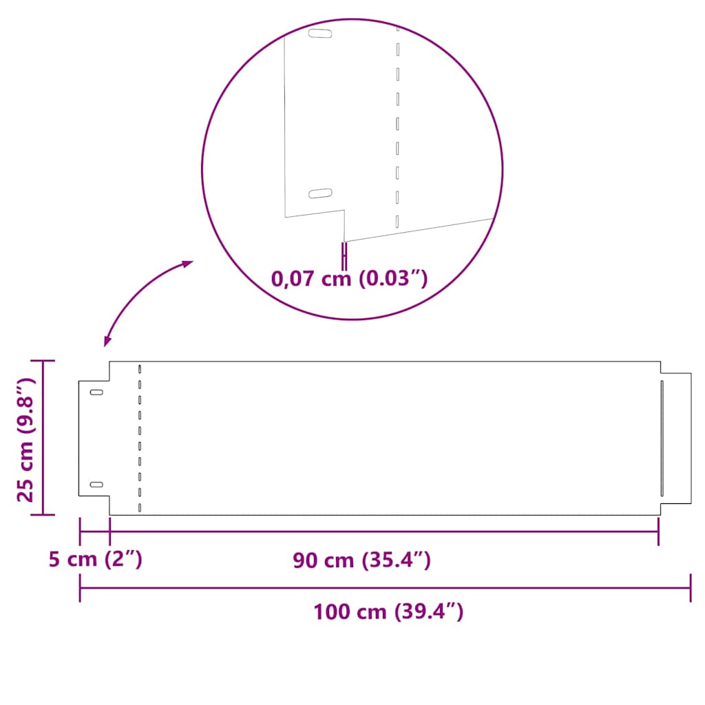 vidaXL Lawn Edgings 10 pcs Silver 100 x 25 cm Galvanised steel