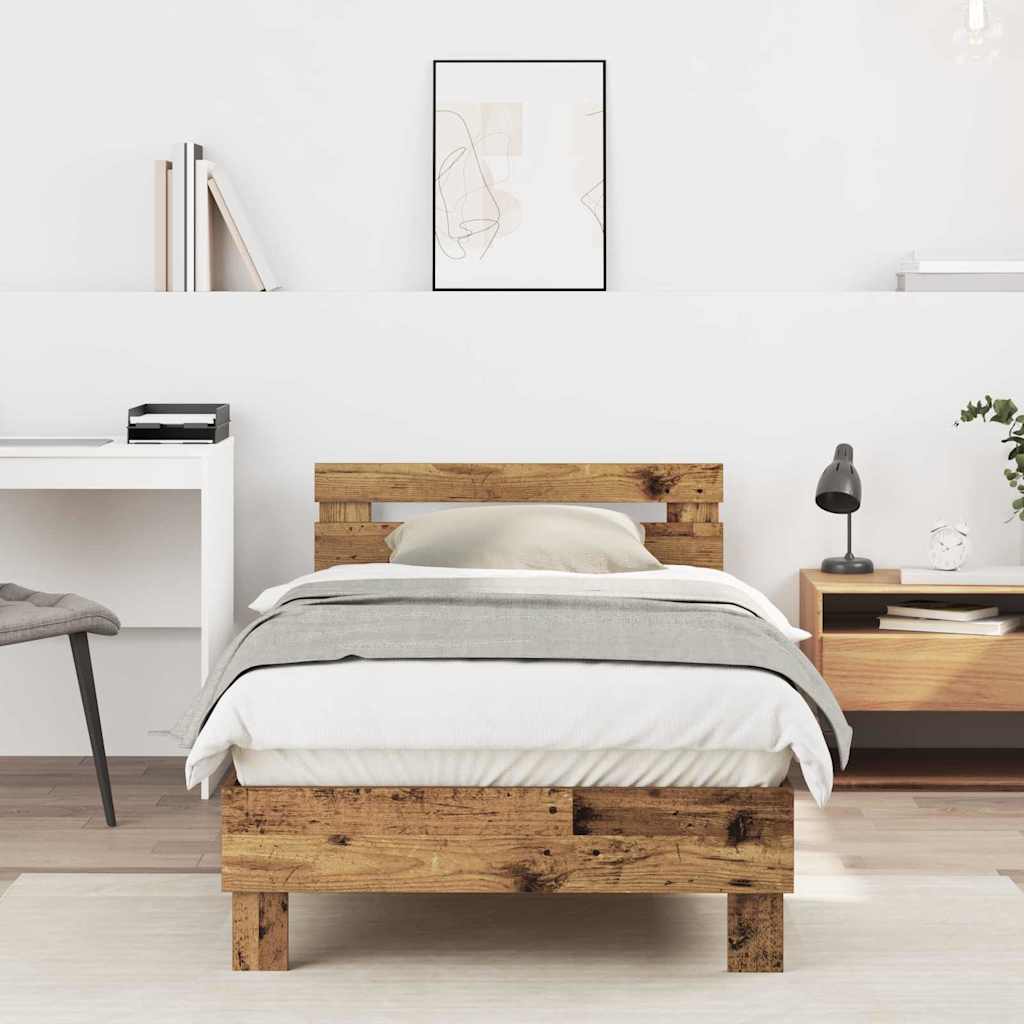 Bed Frame Old Wood 203 x 95 x 70 cm Engineered Wood