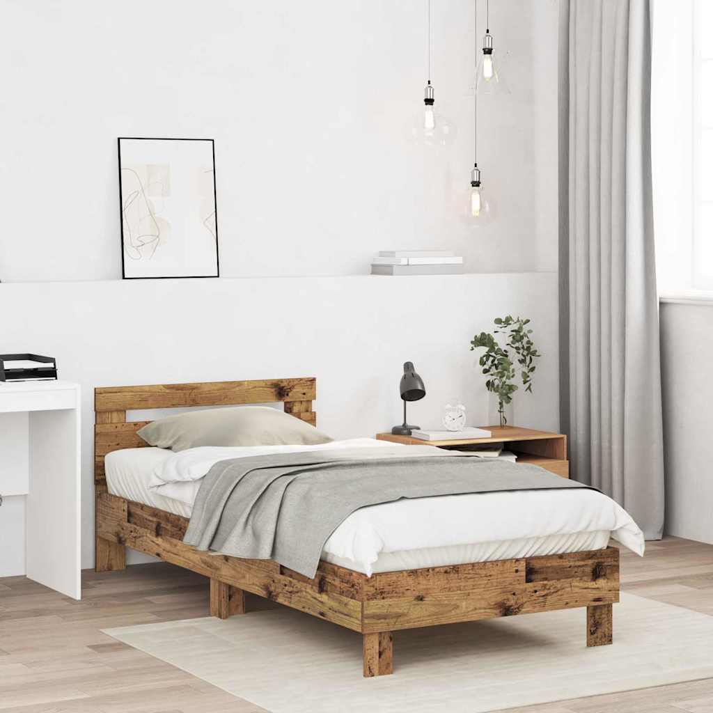 Bed Frame Old Wood 203 x 95 x 70 cm Engineered Wood