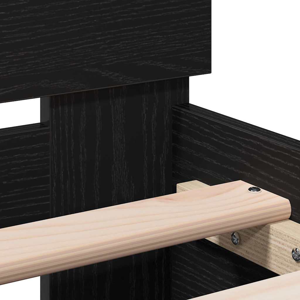 Bed Frame Black Oak 193 x 95 x 88 cm Engineered Wood