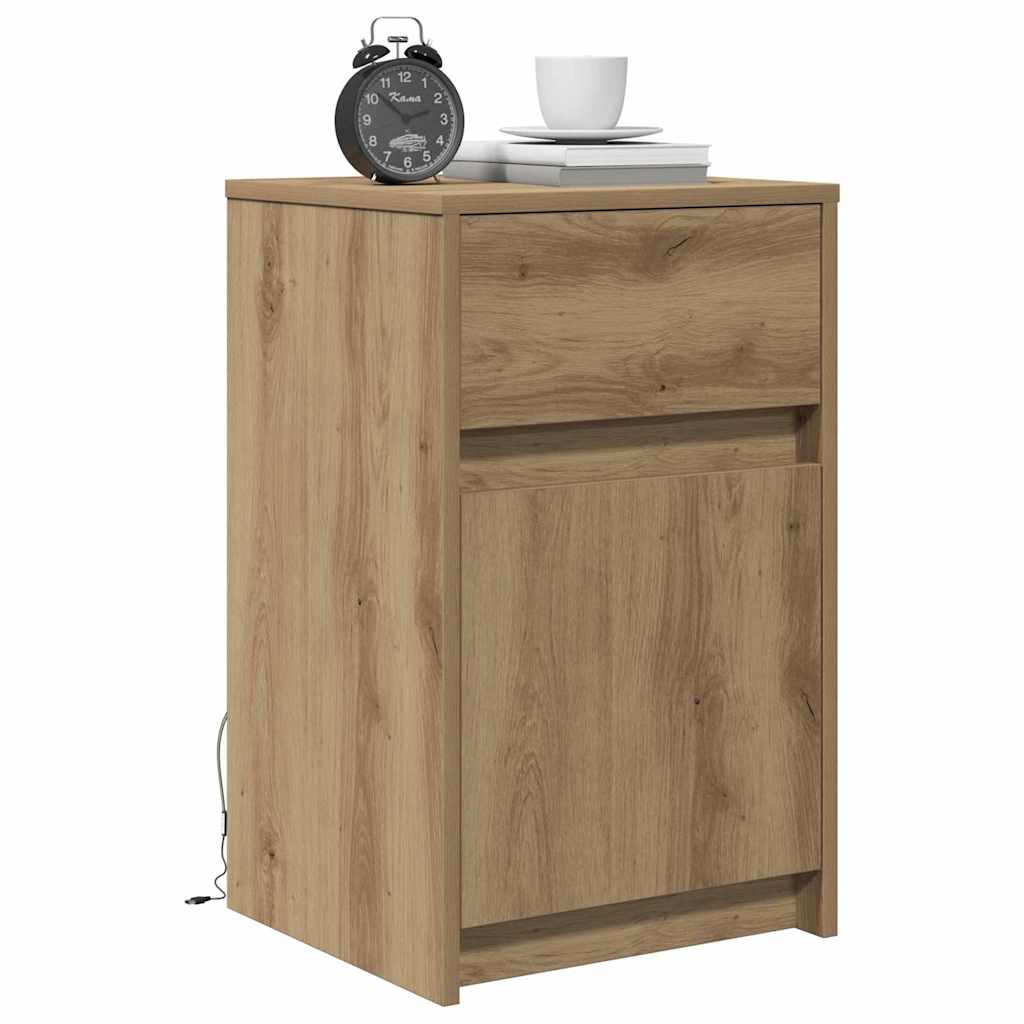 LED Bedside Cabinet Artisan oak 38 x 34 x 61 cm Engineered wood