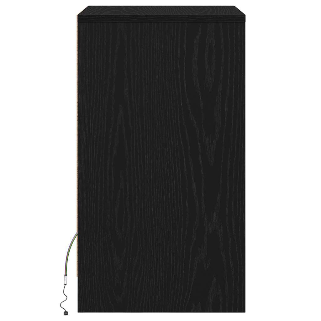 LED Bedside Cabinet with Drawer 2 pcs Black oak 38 x 34 x 61 cm